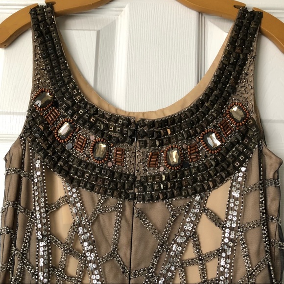 🆕 Cache Gold Sequin Embellished Cocktail Dress - Picture 6 of 8